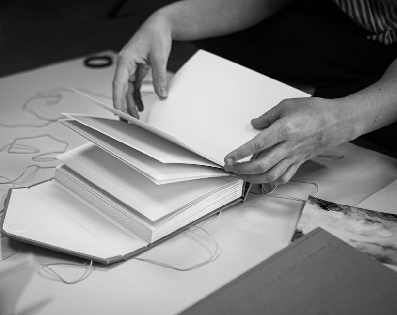 Proceso de cosido sobre nervios con cuadernillos de papel